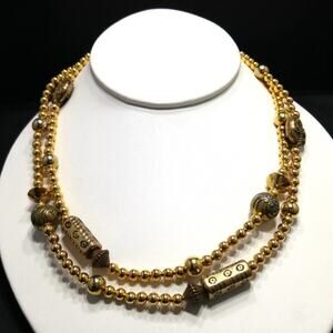 Robert Rose Gold Bronze Bohemian Beaded Necklace Long 35” Statement Jewelry